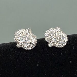 Moissanite Hamsa Hand Stud Earrings 925 Silver Platinum Iridium Screw Backs